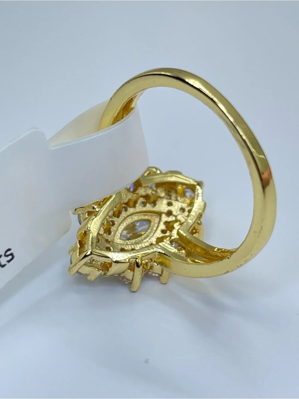 Swarovski Crystal Elements White Crystal Art Deco Ring Vintage Look Sz 7